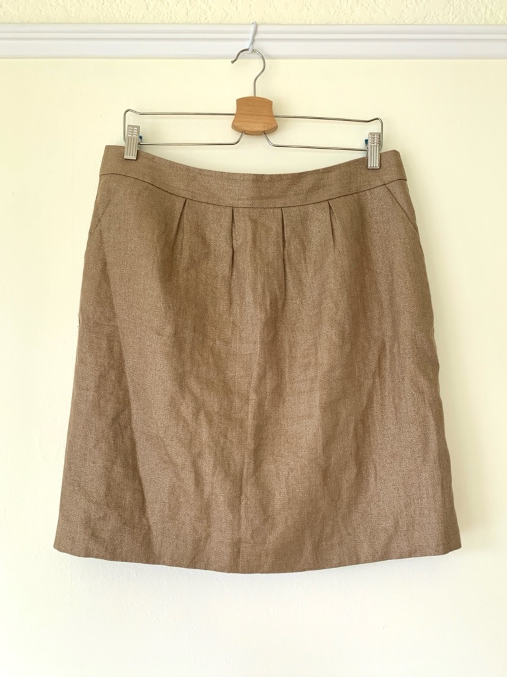 metallic gold linen short skirt with pockets